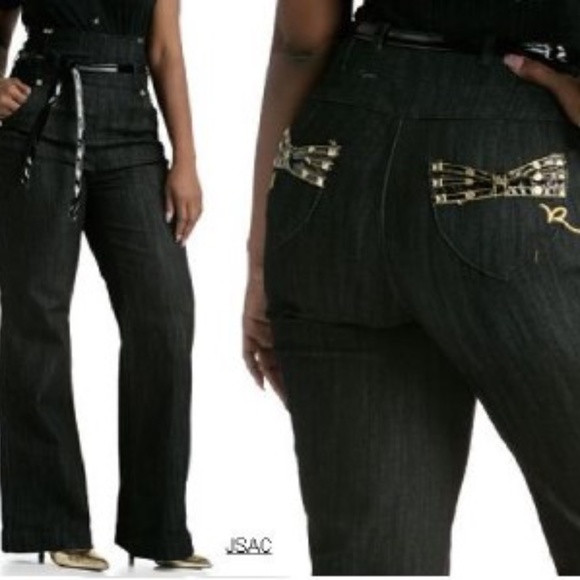 NEW ROCWEAR Y2K black STRETCH High-Waist Wide-Leg Stretch Jeans 5 - Picture 1 of 17